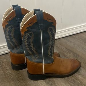 Kids’ Old West Cowboy Boots, Square Toe, Leather Upper